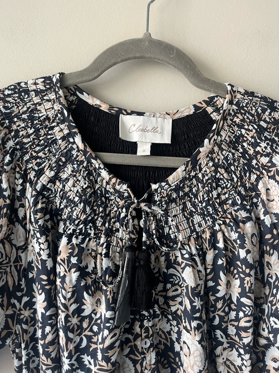 Cleobella NWOT Navy and Tan Floral Smock Tassel Midi Dress Small - Picture 4 of 4